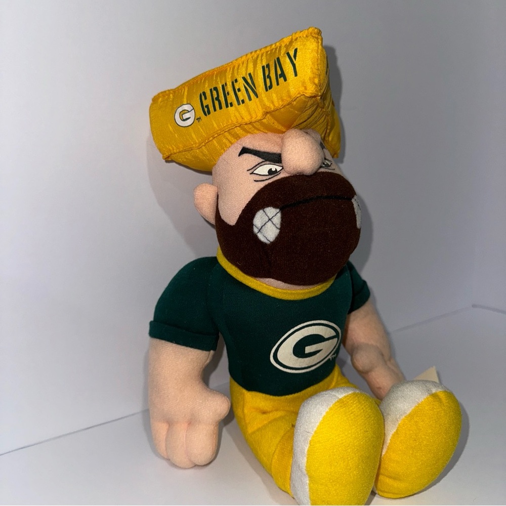 Unique 12 Inch Green Bay Packers Plush Mascot 1994 Stuffins NFL Cheese Head NWT